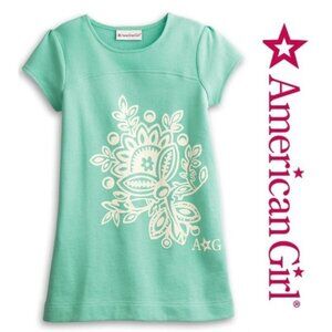 American Girl | Aqua and Cream Tropical Bloom Tunic | Size Large, 14-16